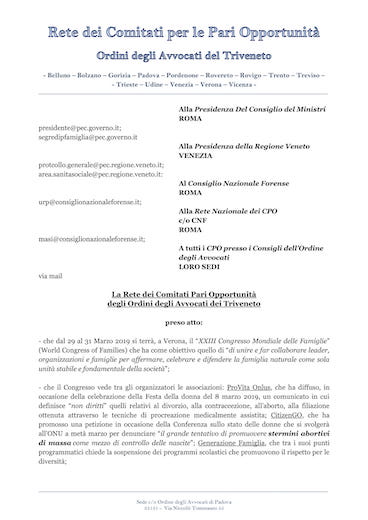 Comunicato alle Istituzioni da parte della Rete CPO Triveneto